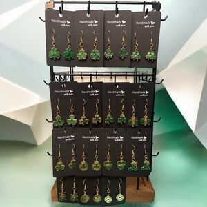 ☘️St. Patrick’s Day Gold Enamel Charm Earrings - Shamrock & Lucky Designs✨